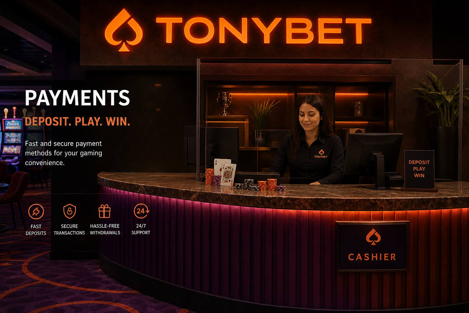 Tonybet cashier with chips